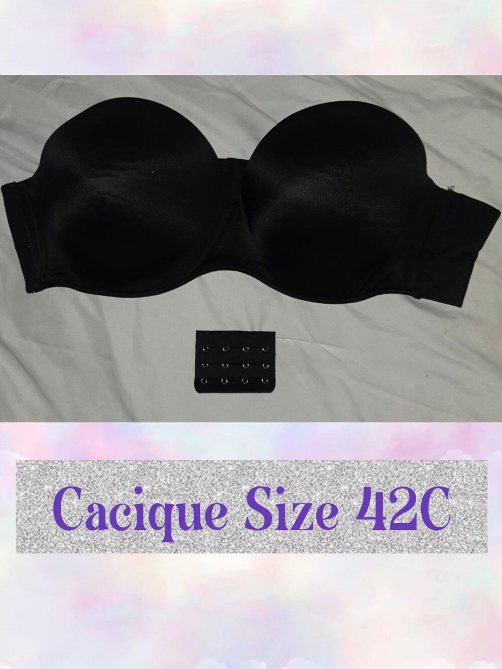 Cacique Strapless Black Smooth Push-Up Bra - 42C